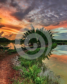 Sunset at River Tallo Makassar photo